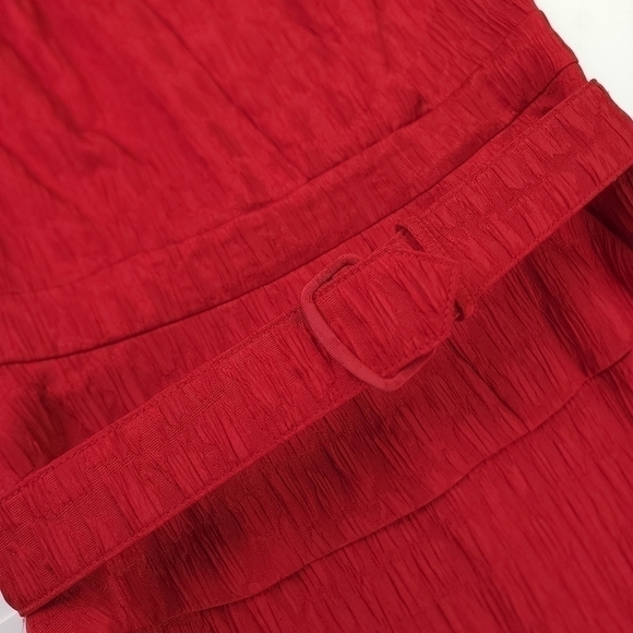 Kay Unger Red Belted Dress Sz 10 - Picture 3 of 12